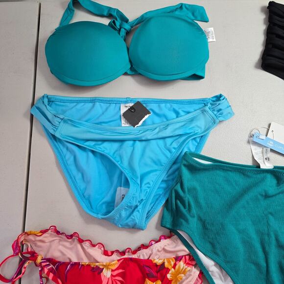 Colorful Swim Bundle Women's Large 7 Pieces 1 Tops & 6 Bottoms / 5 Are NWT - Picture 3 of 14